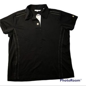 Golf shirt Black w/ gold accents collared Green Lamb size Medium